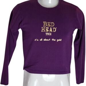 VTG 90s TIGI Bead Head It's All about Gold Purple  Long Sleeve T Shirt W Small
